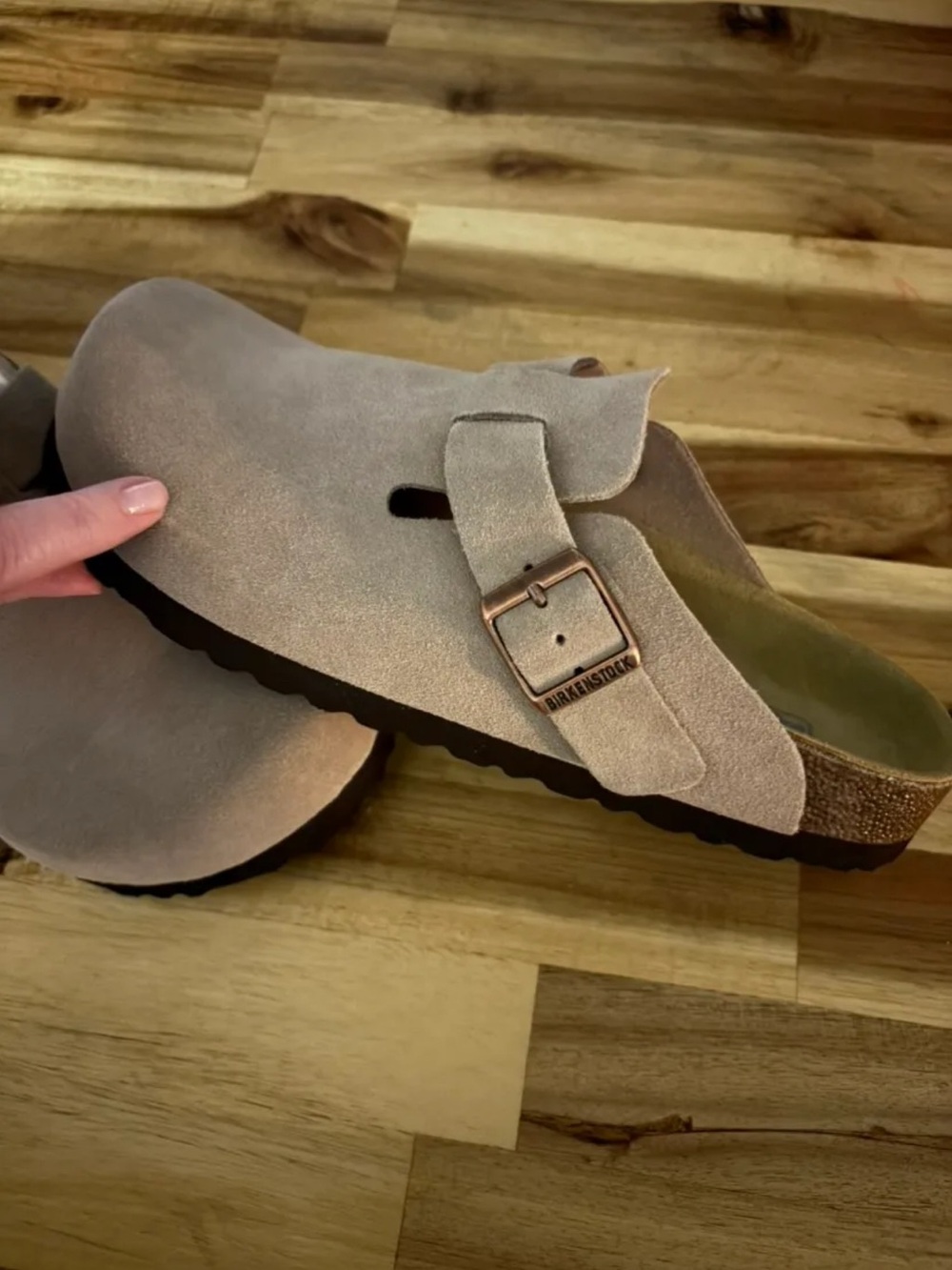 Birkenstock Women's Suede Clog in Taupe